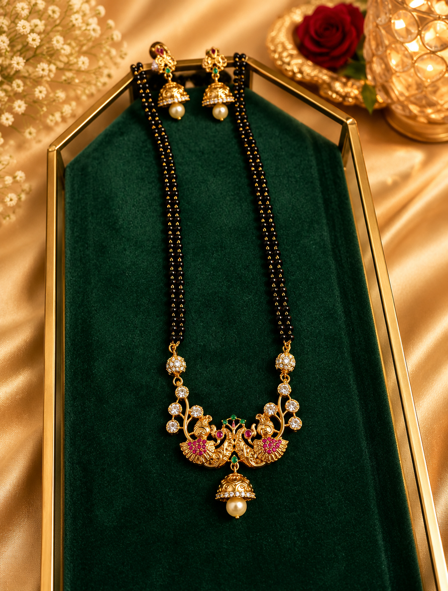 Traditional peacock Mangalsutra set