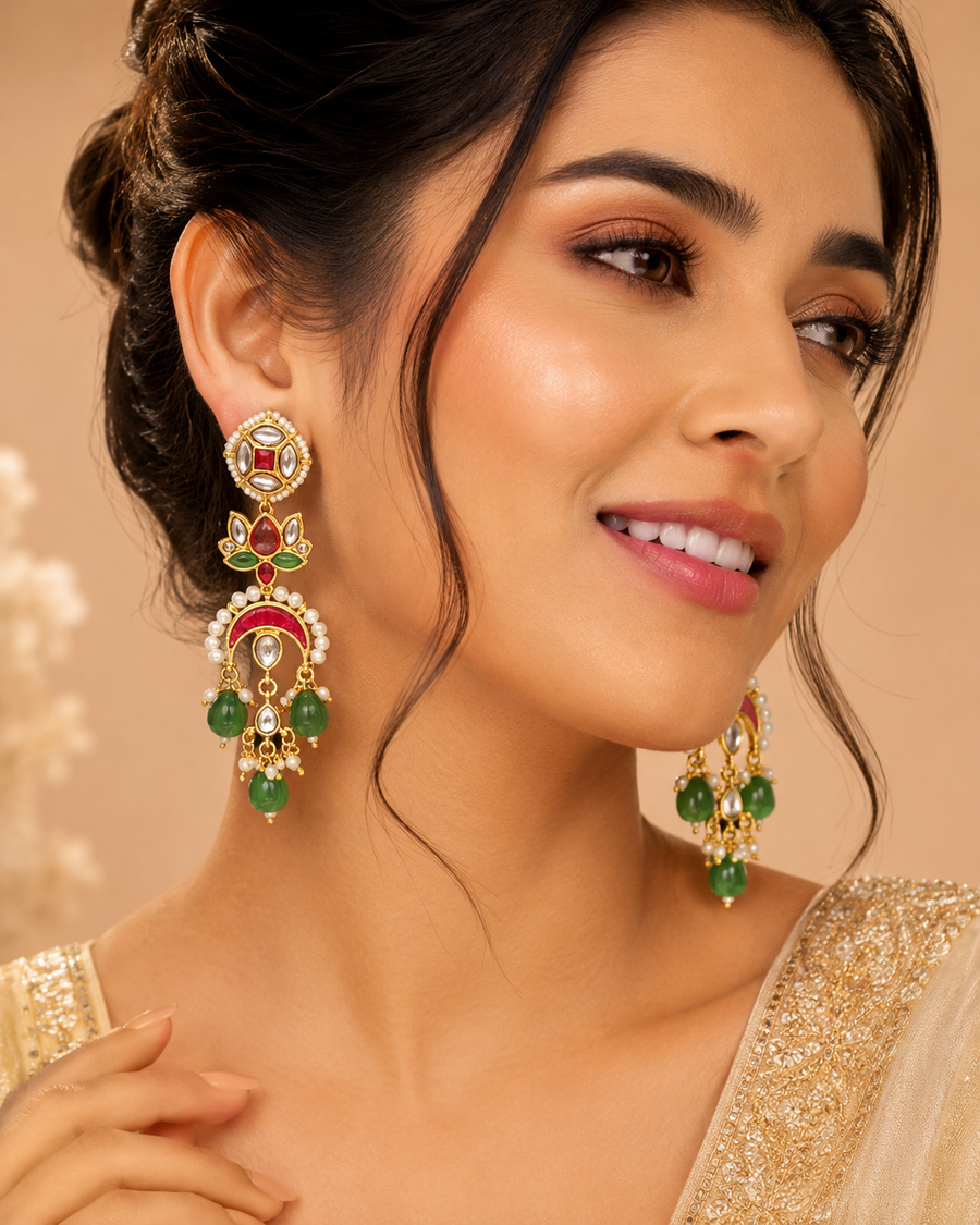 Festive Kundan Light weight  Dangler Earrings