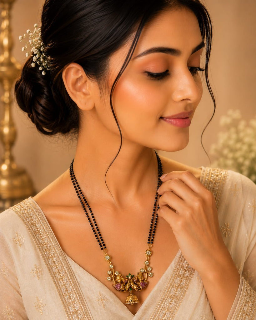 Traditional peacock Mangalsutra set