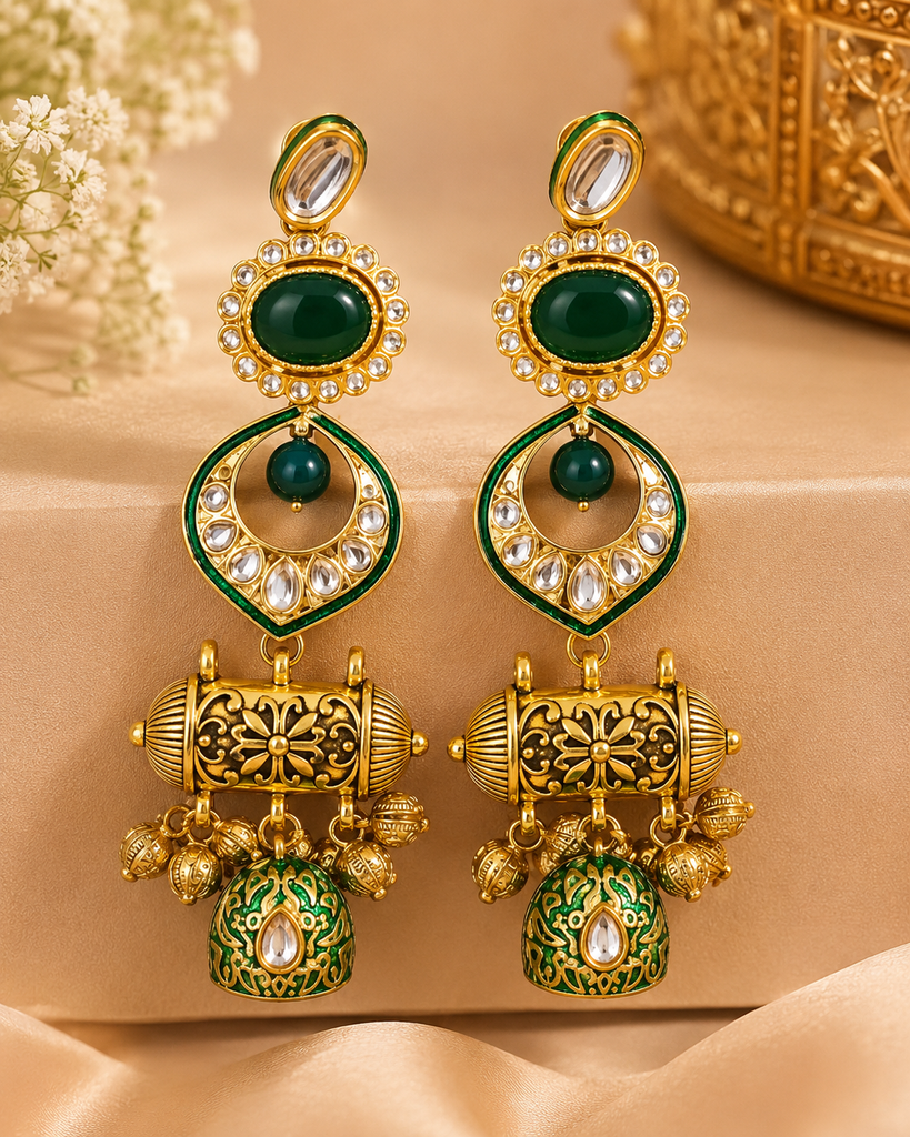 Kundan statement earrings