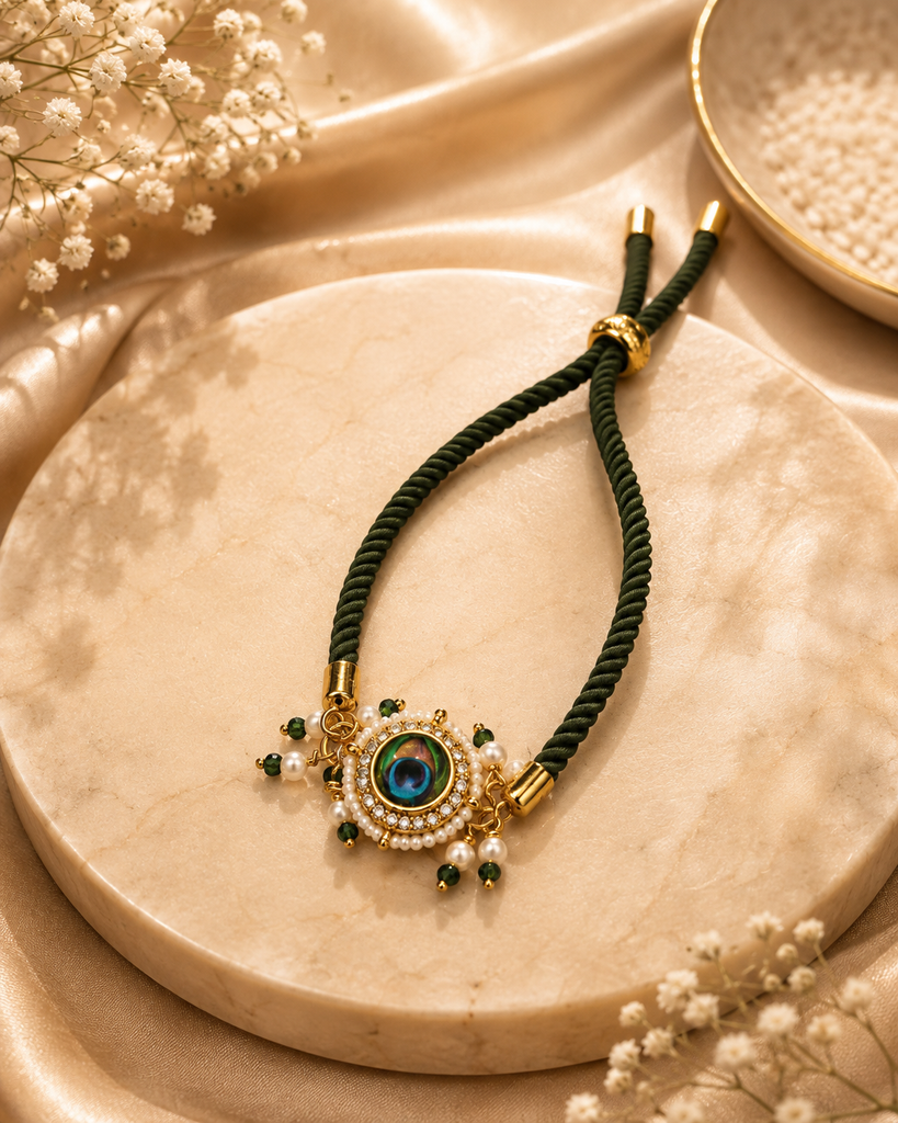 Peacock Eye  kundan Rakhi