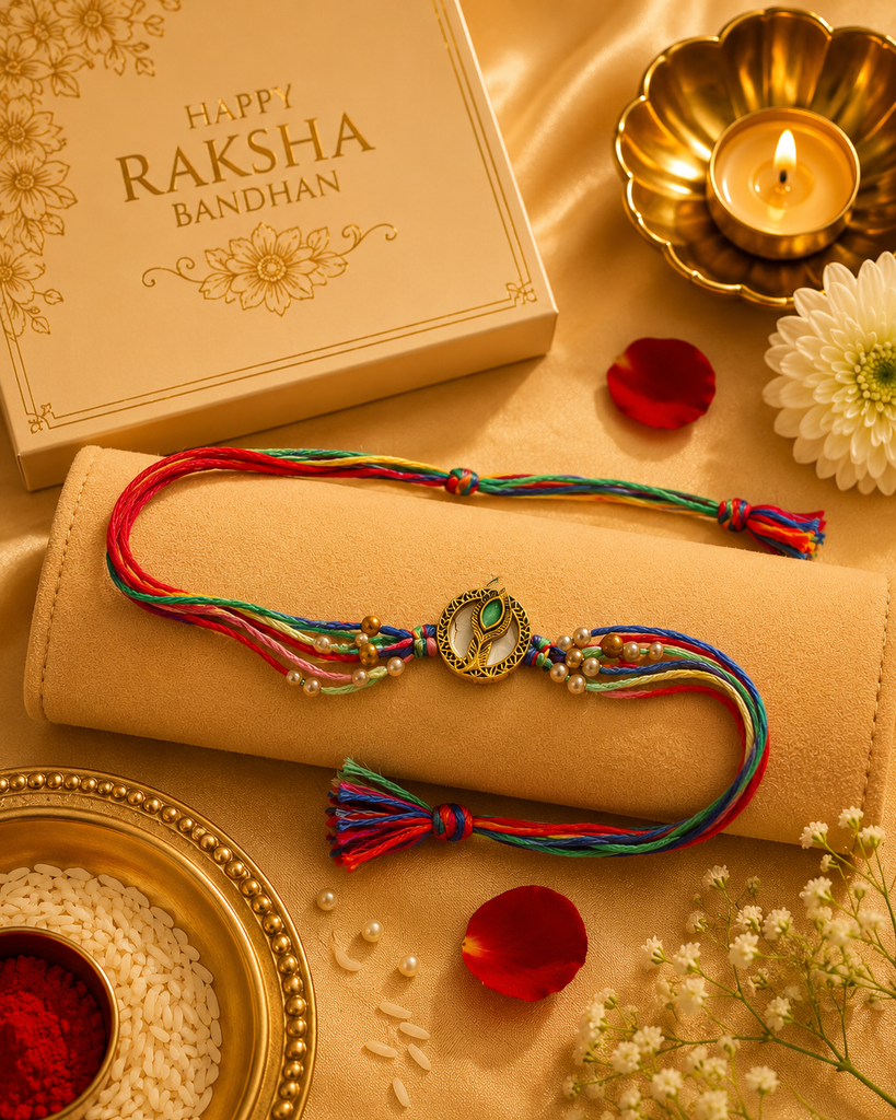 Handmade Peacock Charm Rakhi