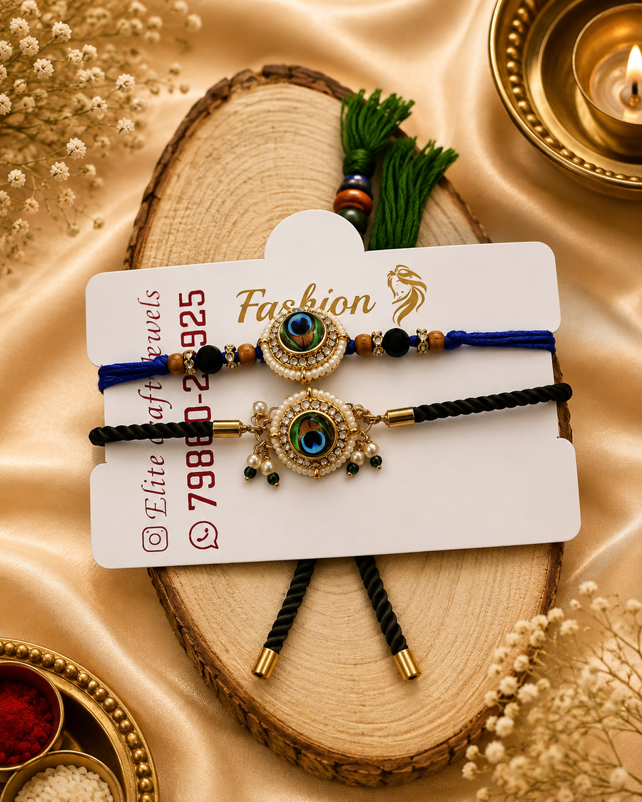 Divine Peacock Rakhi Set