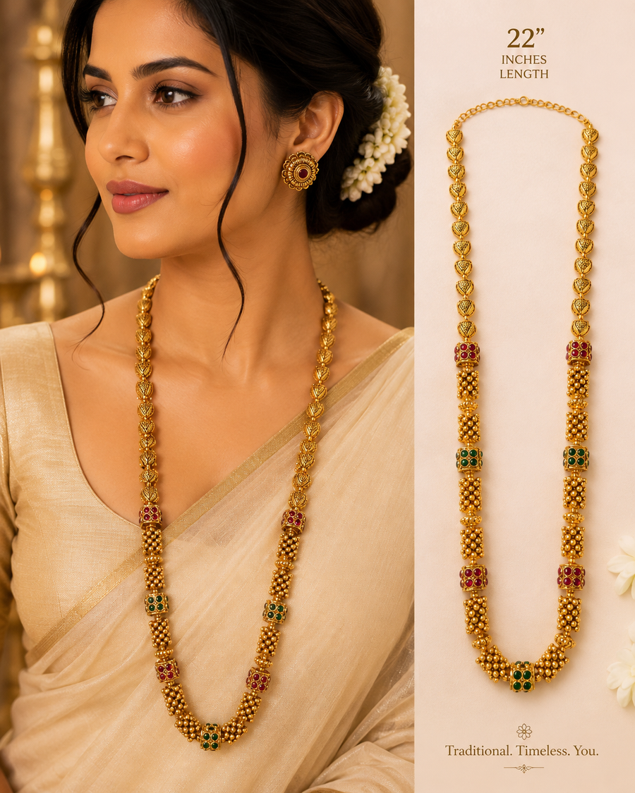 Traditional  Nakshi Beads & Elegant Temple Style Necklace set