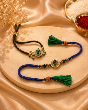 Divine Peacock Rakhi Set