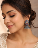 Lotus Oxidised & Handpainted  Earrings