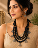 Black Beaded Oxidised Necklace