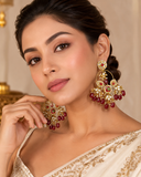 Ruby Kundan Chandbali Earrings