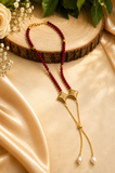 Handmade crystal beads& antique beads with Adjustable chain necklace
