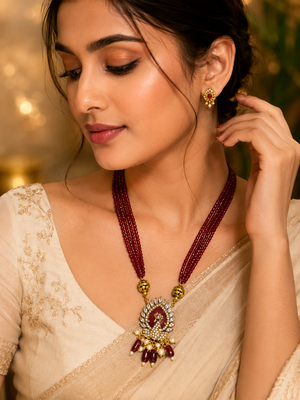 Ruby Beaded Pendant set